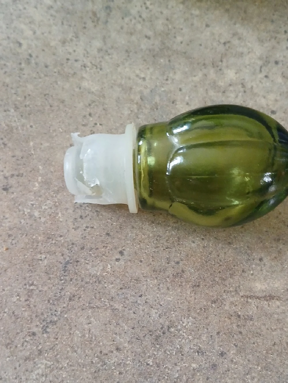 Avon Green Glass (Empty) Bath Oil Bottle with Bulb Stopper